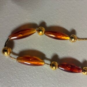 Elegant Gold and Amber Beaded Necklace